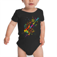 Musical Instrument Musician Music Rainbow Electric Guitar Baby Bodysuit | Artistshot