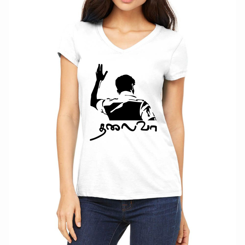 Ilayathalapathy Vijay Thalaiva Tamil Kollywood Politics Women's V-Neck T-Shirt by STEVERAMER | Artistshot