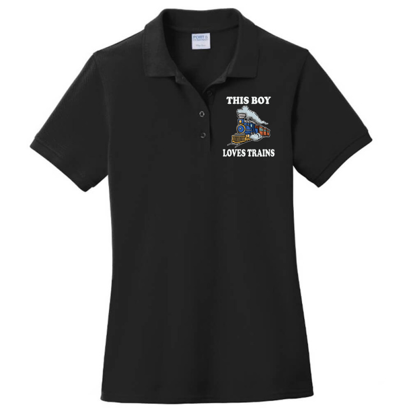 This Boy Loves Trains Train Wagon Lover S Ladies Polo Shirt by cm-arts | Artistshot