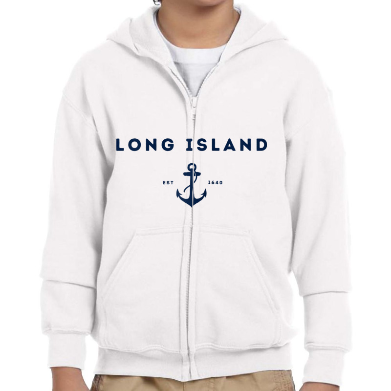 Long Island New York Est 1640 Raglan Baseball Tee Youth Zipper Hoodie by cm-arts | Artistshot