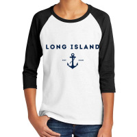 Long Island New York Est 1640 Raglan Baseball Tee Youth 3/4 Sleeve | Artistshot