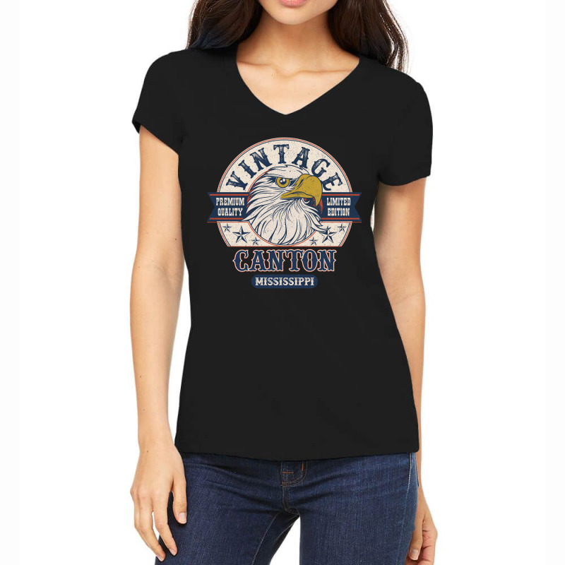 Retro Bald Eagle Canton Mississippi Vintage Limited Edition Women's V-neck T-shirt | Artistshot