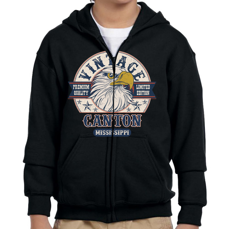 Retro Bald Eagle Canton Mississippi Vintage Limited Edition Youth Zipper Hoodie | Artistshot