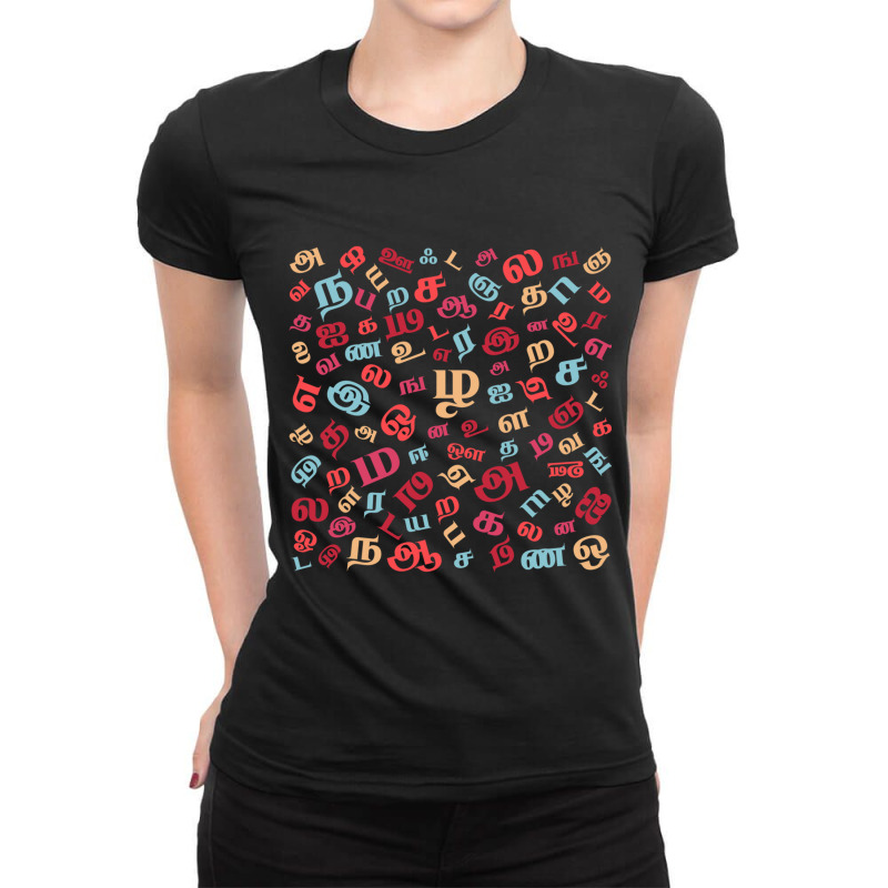 Tamil Alphabets Pattern Ladies Fitted T-Shirt by TERESALIRES | Artistshot