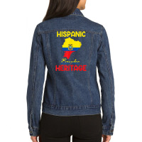 Ecuador Map Ecuador Flag Hispanic Heritage Latin Month T Shirt Ladies Denim Jacket | Artistshot