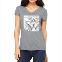 Illustrated Butterfly With Light Distressed Effect T Shirt Women's V-neck T-shirt | Artistshot