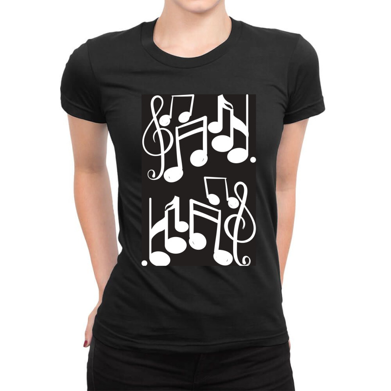 Musical Notes Design Pattern Ladies Fitted T-Shirt by cm-arts | Artistshot