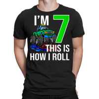 Kids Monster Truck 7th Birthday 7 Year Old Birthday Party T-shirt | Artistshot