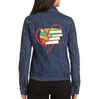 I Love Reading Heart Love Books Library Bookworm Ladies Denim Jacket | Artistshot