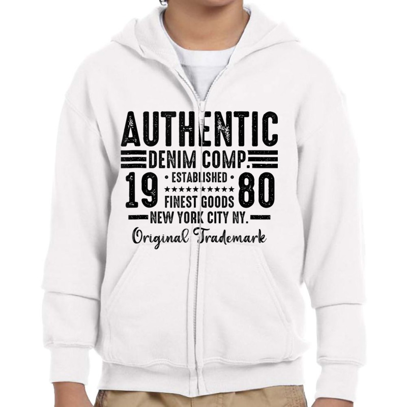 New York City Born In 1980 Authentic Vintage Birthday Tank Top Youth Zipper Hoodie by cm-arts | Artistshot