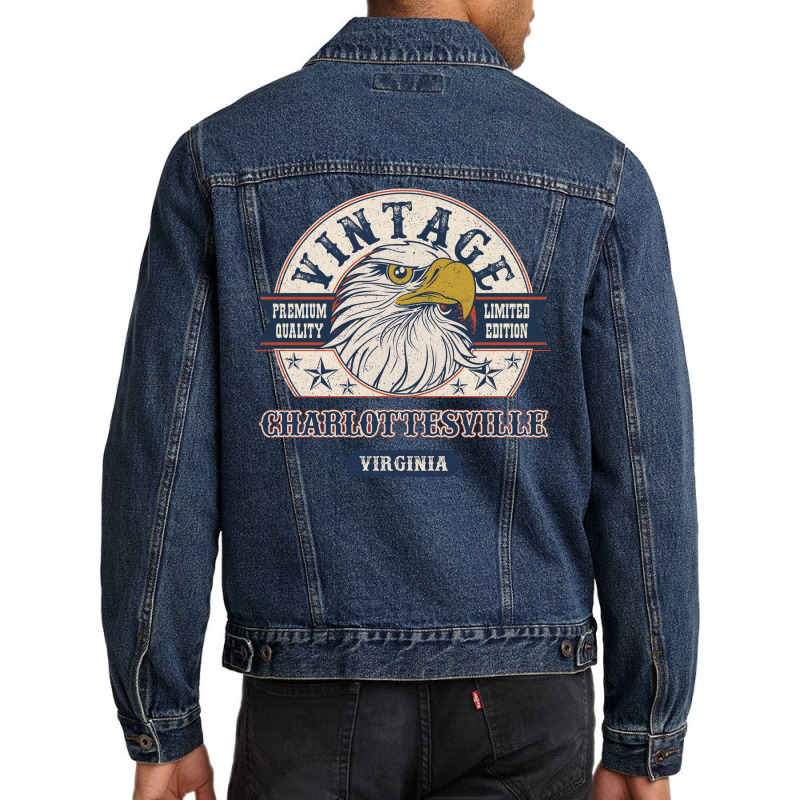 Retro Bald Eagle Charlottesville Virginia Vintage Limited Edition Men Denim Jacket | Artistshot