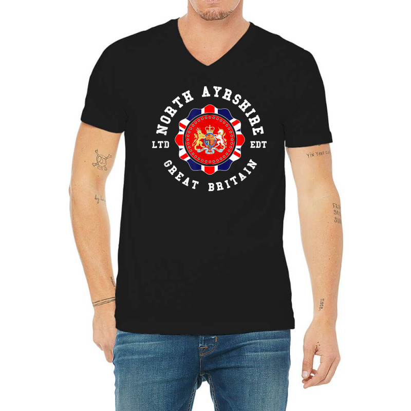 North Ayrshire Great Britain British Pride Vintage T Shirt V-neck Tee | Artistshot