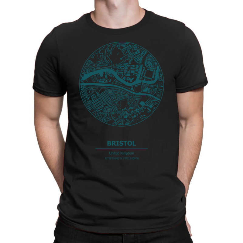 Bristol City Map Coordinates T-Shirt by THOMASRAFFERTY | Artistshot