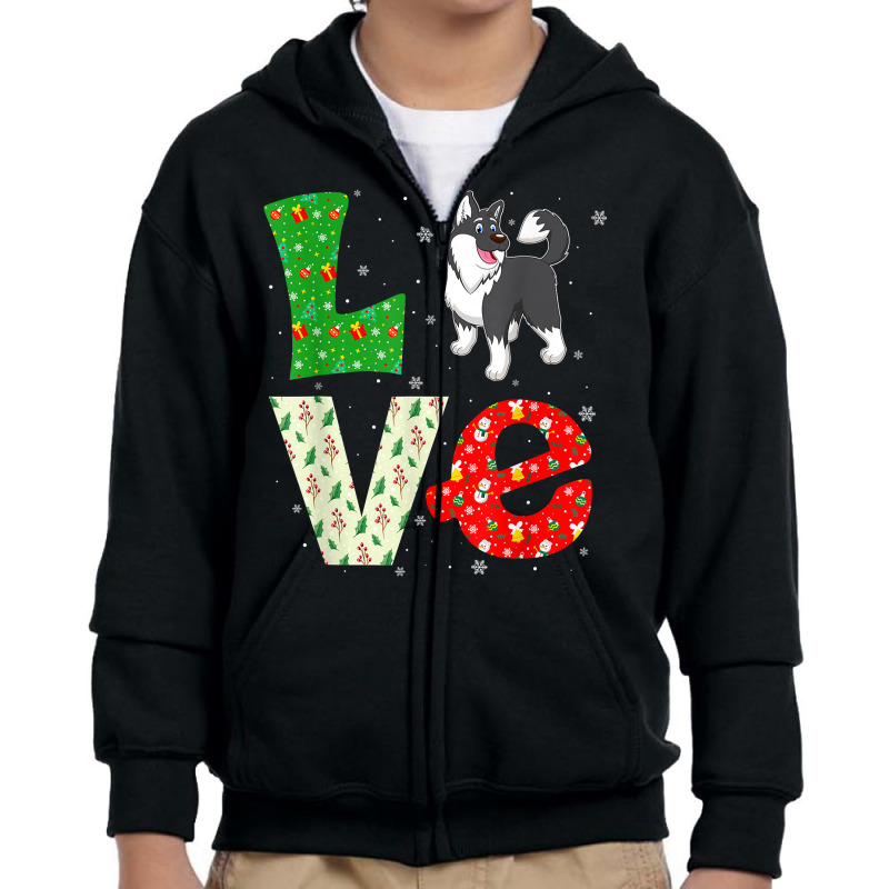 Santa Hat Christmas Themed Love Alaskan Malamute Dog Xmas T Shirt Youth Zipper Hoodie | Artistshot