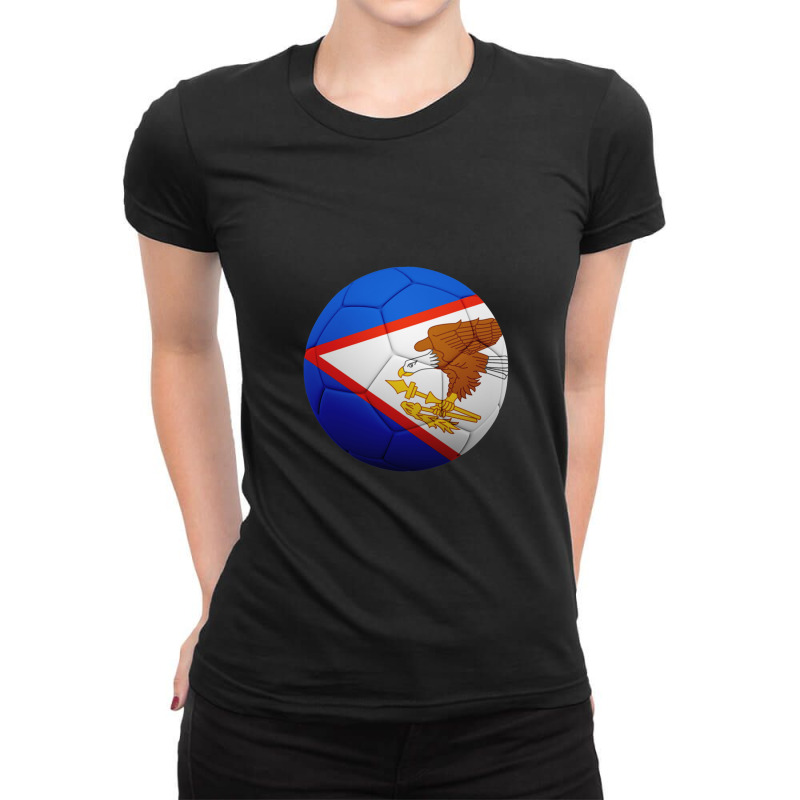 Football Soccer American Samoa Flag Ball American Samoan Flag Football Ladies Fitted T-Shirt by CharlieFairchild | Artistshot