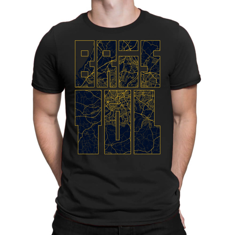 Bristol City Map Of England - Gold Art Deco T-Shirt by THOMASRAFFERTY | Artistshot