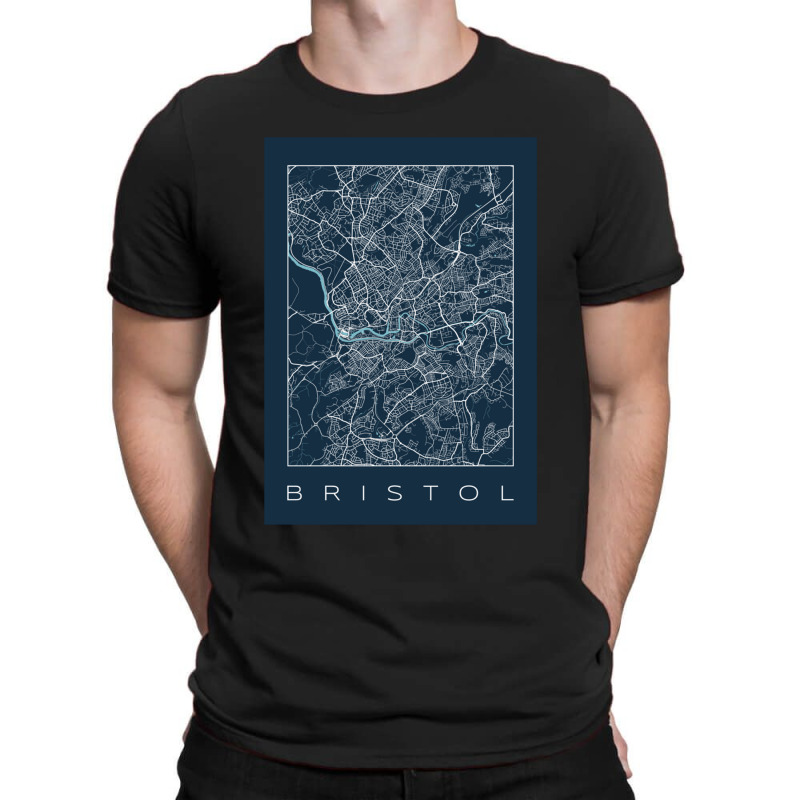 Bristol City Navy Map T-Shirt by THOMASRAFFERTY | Artistshot