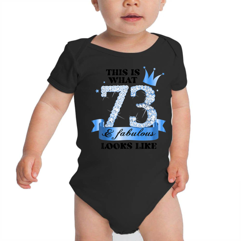 73 & Fabulous I Blue White Party Group Candid Photo Outfit Baby Bodysuit | Artistshot