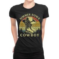 Simmer Down Cowboy Vintage Cowboy Hat Country Music T Shirt Ladies Fitted T-shirt | Artistshot