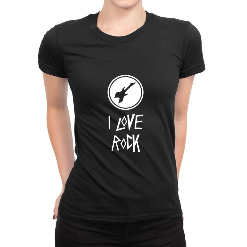 I Love Rock Music Guitar Lover Vintage Retro Novelty Graphic 1 Ladies Fitted T-Shirt by RobertVanHorn | Artistshot