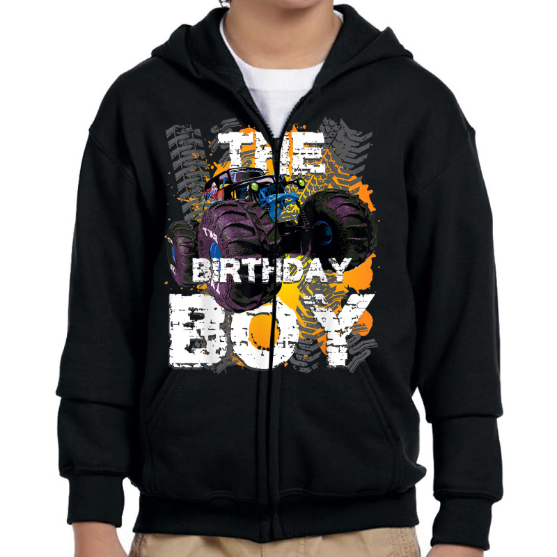 The Birthday Boy Monster Truck Matching Family Party T Shirt Youth Zipper Hoodie | Artistshot