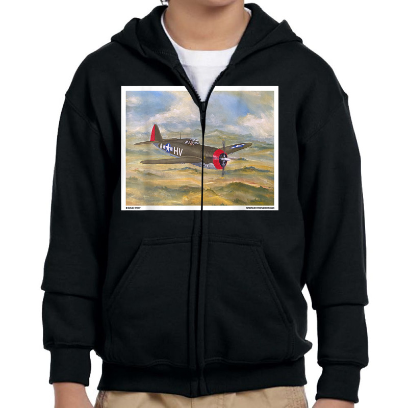 P47 Thunderbolt Ww2 Plane Painting Military Novelty Gift T Shirt Youth Zipper Hoodie | Artistshot