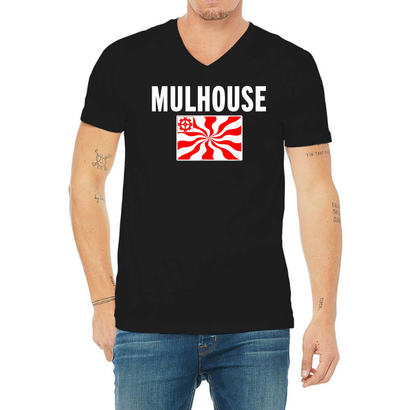 Mulhouse Flag National France Pride Gift V-Neck Tee by August | Artistshot