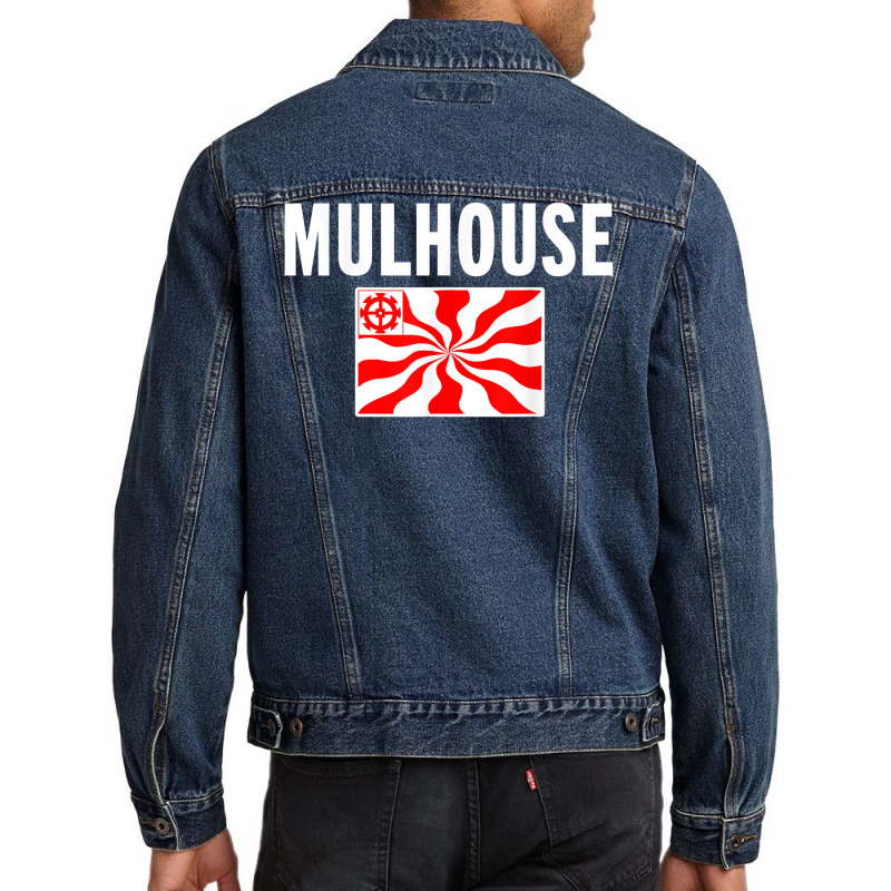 Mulhouse Flag National France Pride Gift Men Denim Jacket by August | Artistshot