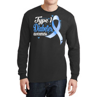 Type 1 Diabetes Awareness Blue Ribbon T Shirt Long Sleeve Shirts | Artistshot