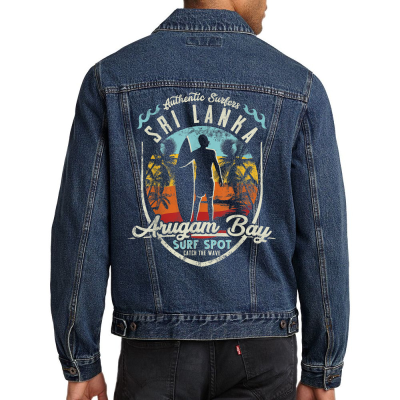 Sri Lanka Surfing Vintage Retro Surfer Arugam Bay Beach T Shirt Men Denim Jacket by cm-arts | Artistshot