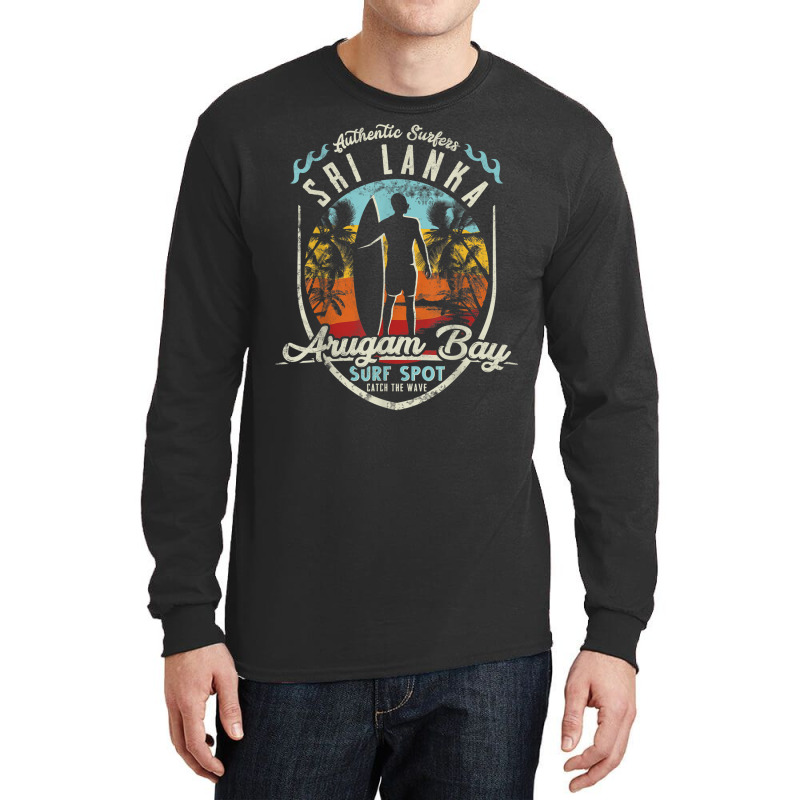 Sri Lanka Surfing Vintage Retro Surfer Arugam Bay Beach T Shirt Long Sleeve Shirts by cm-arts | Artistshot