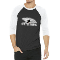 Slalom Waterskier Silhouetted Against Spray 3/4 Sleeve Shirt | Artistshot