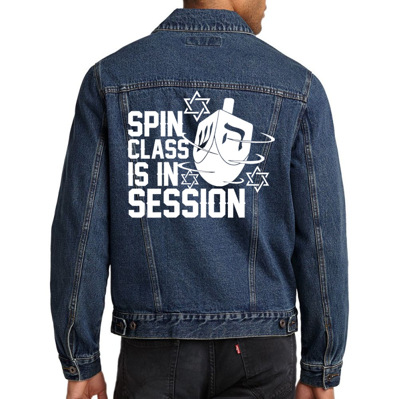 Womens Spin Class Is In Session Dreidel Funny Hanukkah Jewish Gift Vne Men Denim Jacket | Artistshot