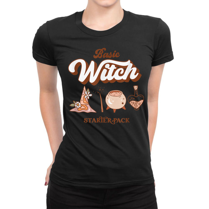 Basic Witch Starter Pack   Cute Halloween Ladies Fitted T-Shirt by Outpost | Artistshot