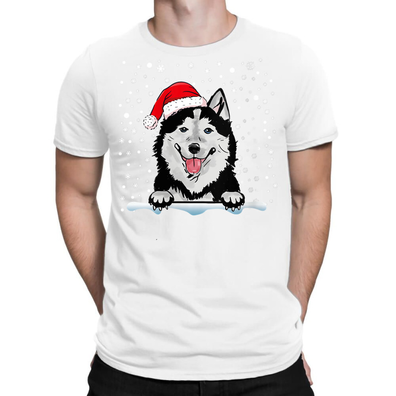 Womens Alaskan Klee Kai Dog Christmas Santa Hat Matching Family V Neck T-shirt | Artistshot