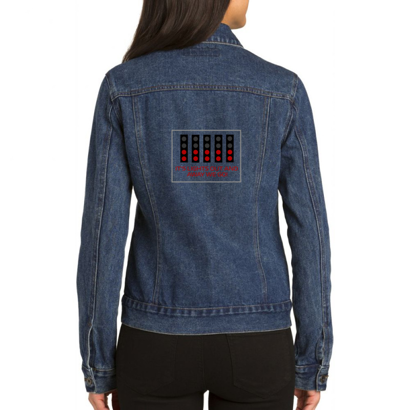 It's Lights Off And Away We Go! Design Ladies Denim Jacket by DawnBee | Artistshot