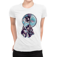 Geisha Watercolor Tokyo Parasol Tank Top Ladies Fitted T-shirt | Artistshot