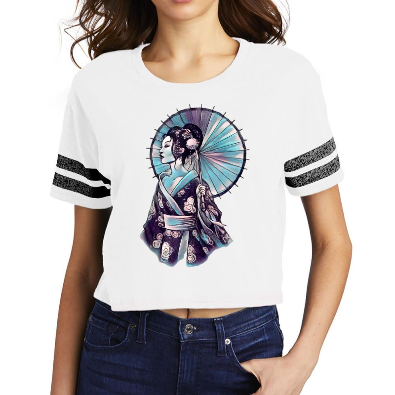 Geisha Watercolor Tokyo Parasol Tank Top Scorecard Crop Tee by cm-arts | Artistshot