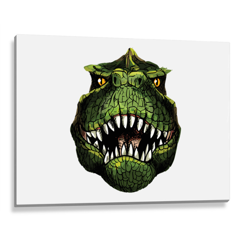 Music Vintage Retro T-rex Head Metal Print Horizontal | Artistshot