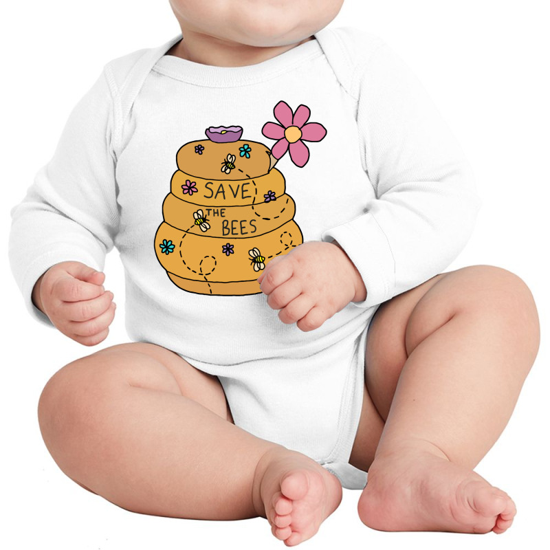 Save The Bees Honey Pot Long Sleeve Baby Bodysuit | Artistshot