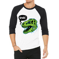 Spooky T-rex Skull 3/4 Sleeve Shirt | Artistshot