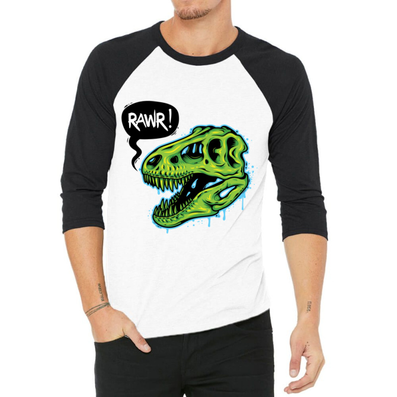 Spooky T-rex Skull 3/4 Sleeve Shirt | Artistshot