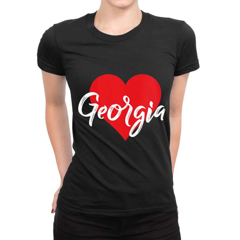 Womens I Love Georgia Tshirt For Women Georgian Lover Gift Idea V Neck Ladies Fitted T-Shirt by cm-arts | Artistshot