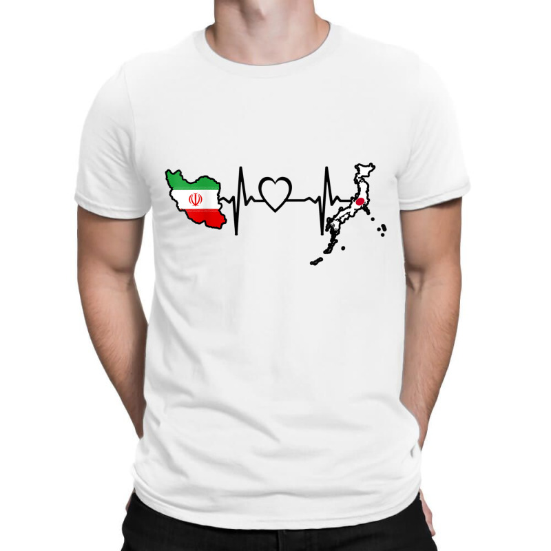 Iran Japan Flag Iranian Japanese Heartbeat T Shirt T-Shirt by cm-arts | Artistshot