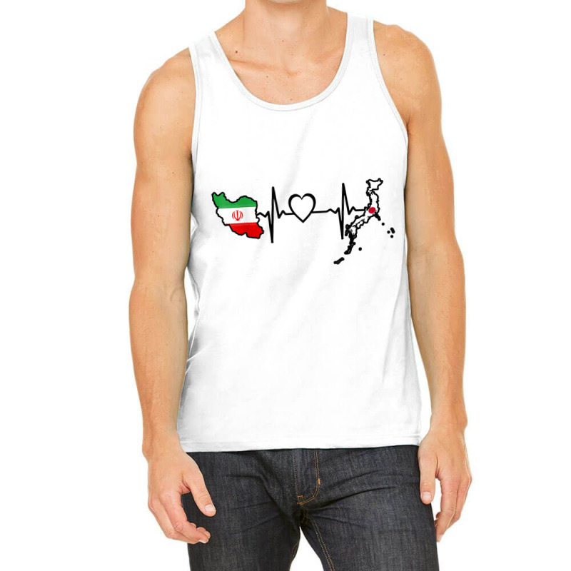 Iran Japan Flag Iranian Japanese Heartbeat T Shirt Tank Top by cm-arts | Artistshot