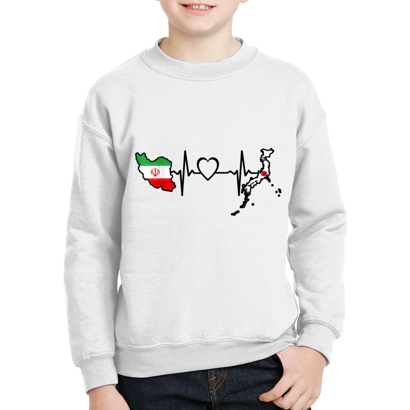 Iran Japan Flag Iranian Japanese Heartbeat T Shirt Youth Sweatshirt by cm-arts | Artistshot