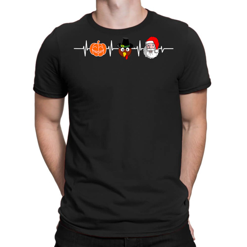 Halloween Pumpkin Turkey Father Christmas Heartbeat T Shirt T-shirt | Artistshot