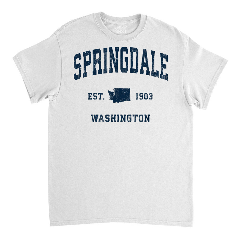 Springdale Washington Wa Vintage Athletic Navy Sports Design T Shirt Classic T-shirt | Artistshot