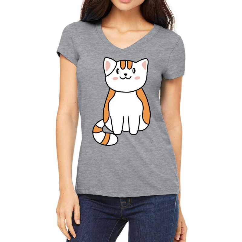 Sitting Cute Cat Women's V-Neck T-Shirt by Morspective | Artistshot