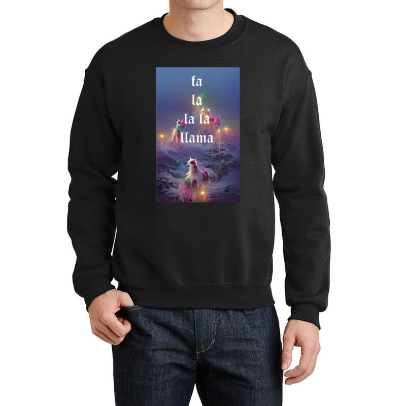 Fa La La La Llama Christmas Lights Snowflakes Cyberpunk Crewneck Sweatshirt | Artistshot